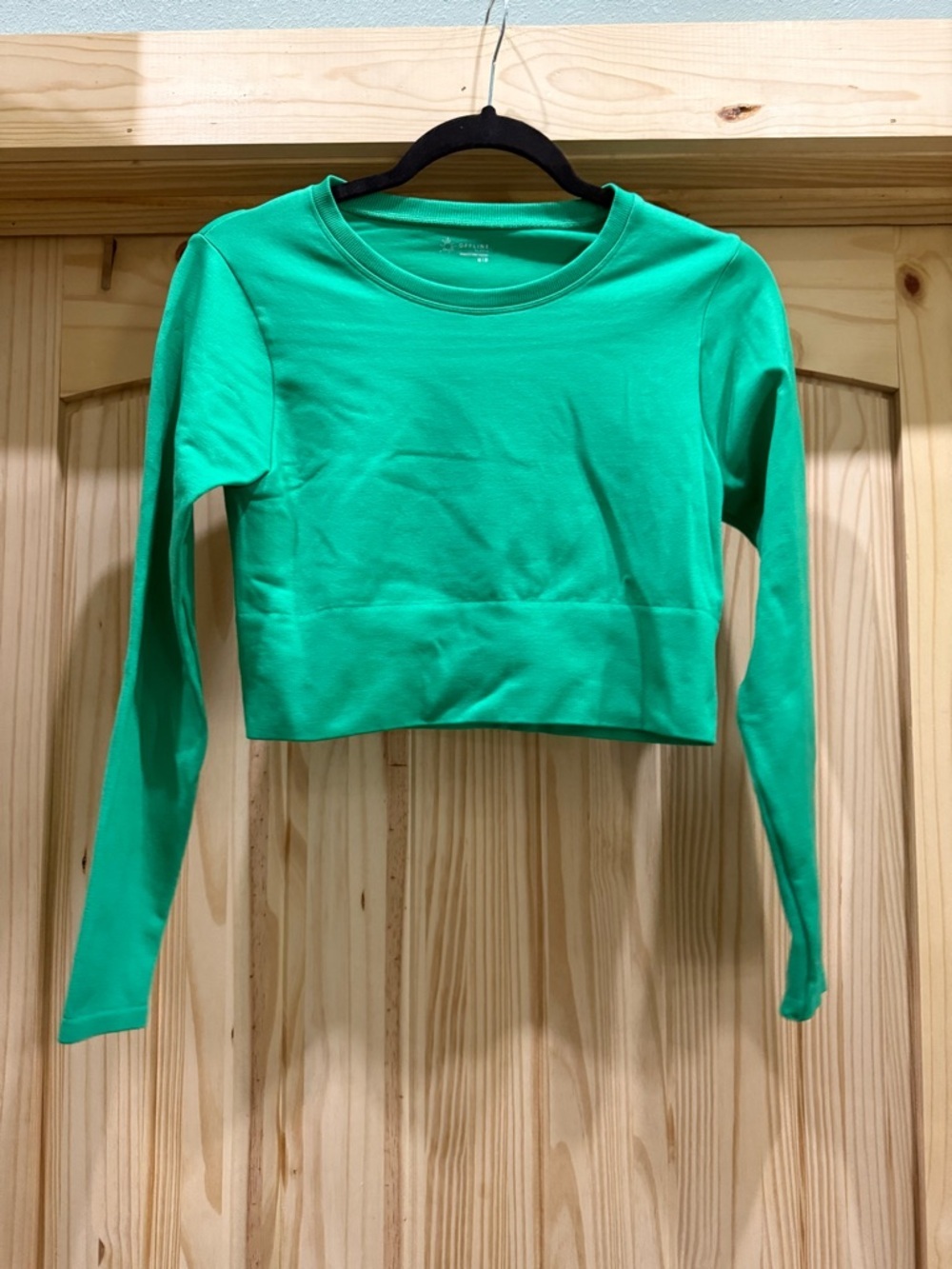 OFFLINE by Aerie Seamless Long Sleeve‎ Crop Top in Green